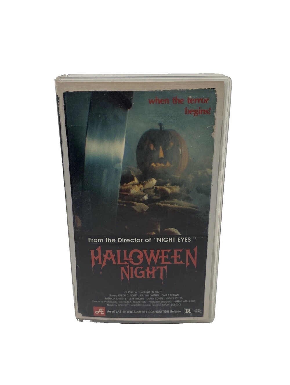 Halloween Night VHS 1990 Atlas Hack-O-Lantern Horror Rare Tested w/ Mold READ